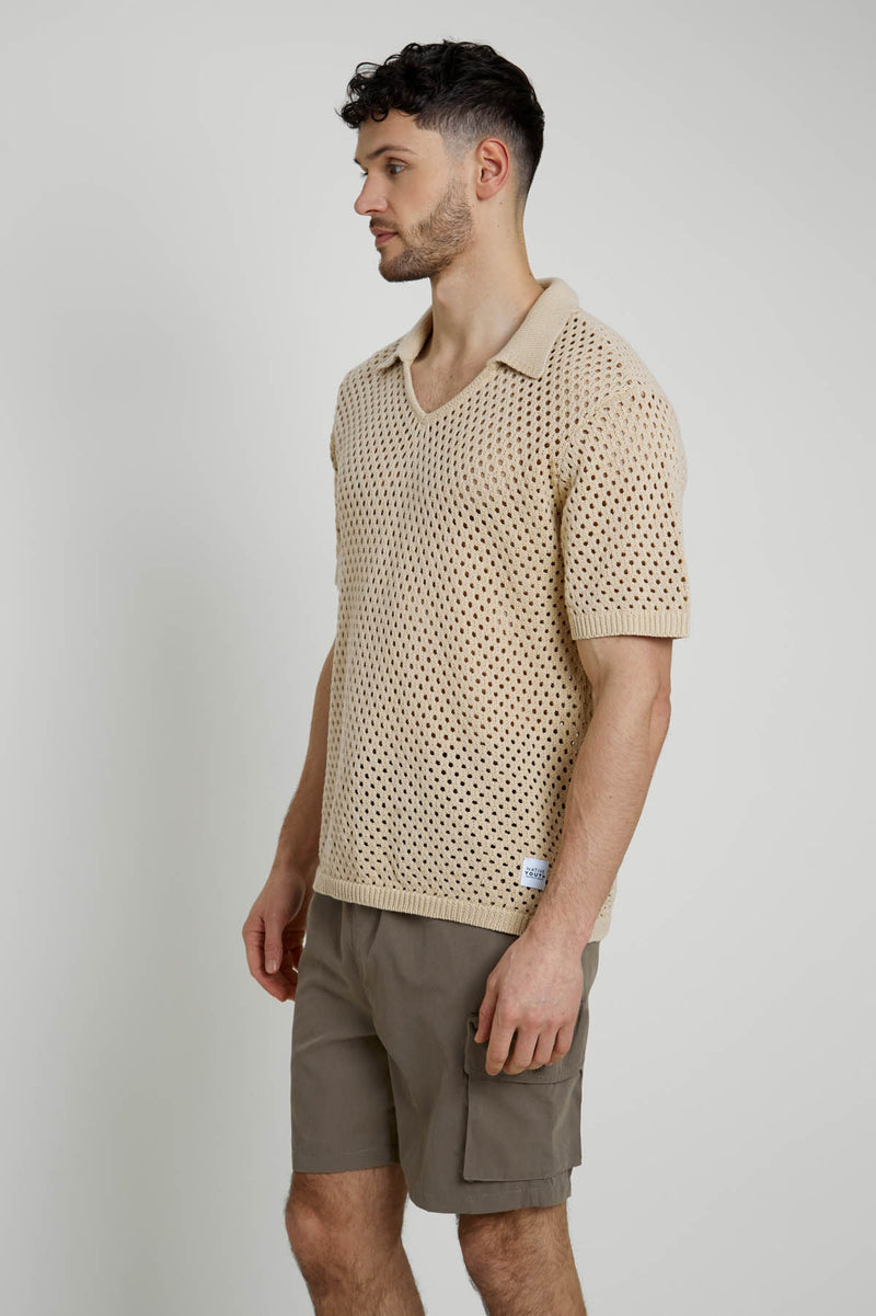 TOMITA KNITTED POLO TOP