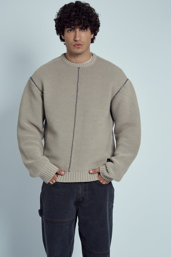 ZANO CHUNKY RECYCLED YARN KNITTED RIB JUMPER