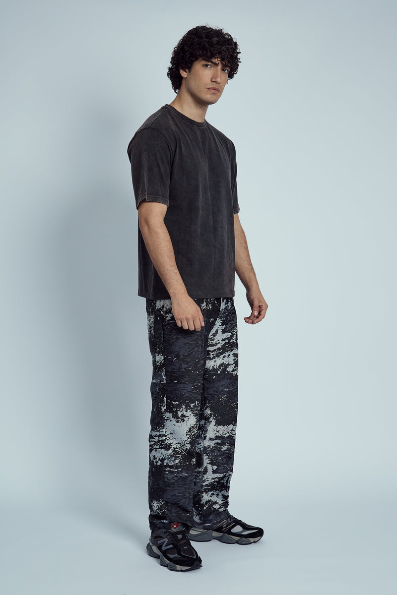 CASTELLAN MARBLE EFFECT JACQUARD TROUSERS