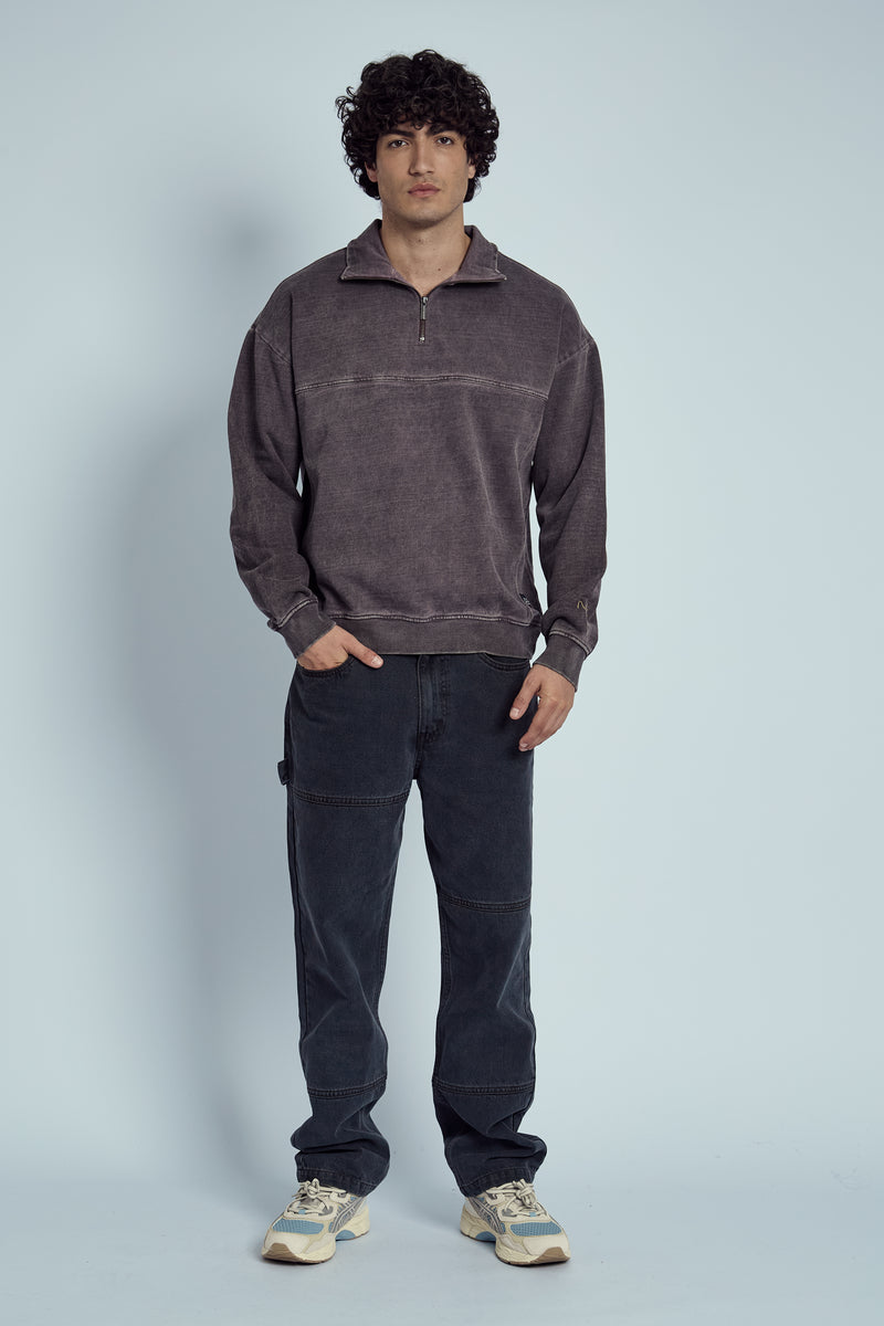 RIGGS HEAVY WASHED 1/4 ZIP SWEATSHIRT