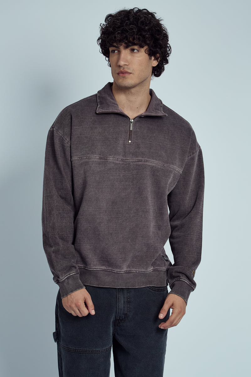 RIGGS HEAVY WASHED 1/4 ZIP SWEATSHIRT