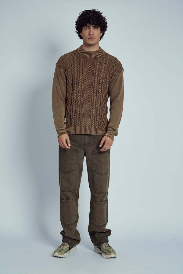 CHAVEZ ACID WASHED CABLE KNIT JUMPER