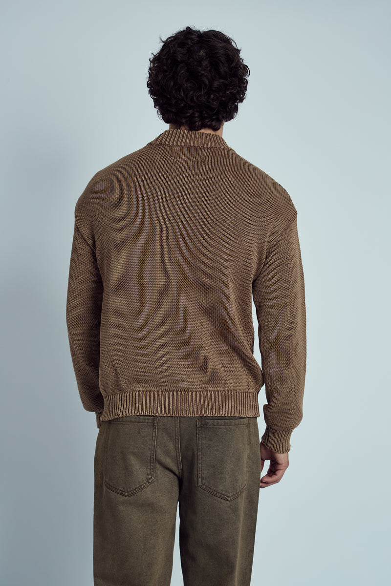 CHAVEZ ACID WASHED CABLE KNIT JUMPER