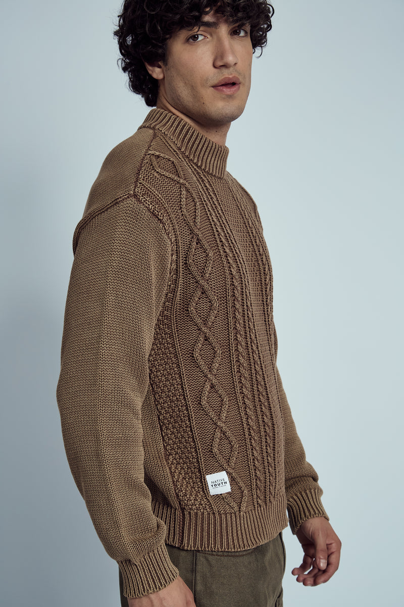 CHAVEZ ACID WASHED CABLE KNIT JUMPER