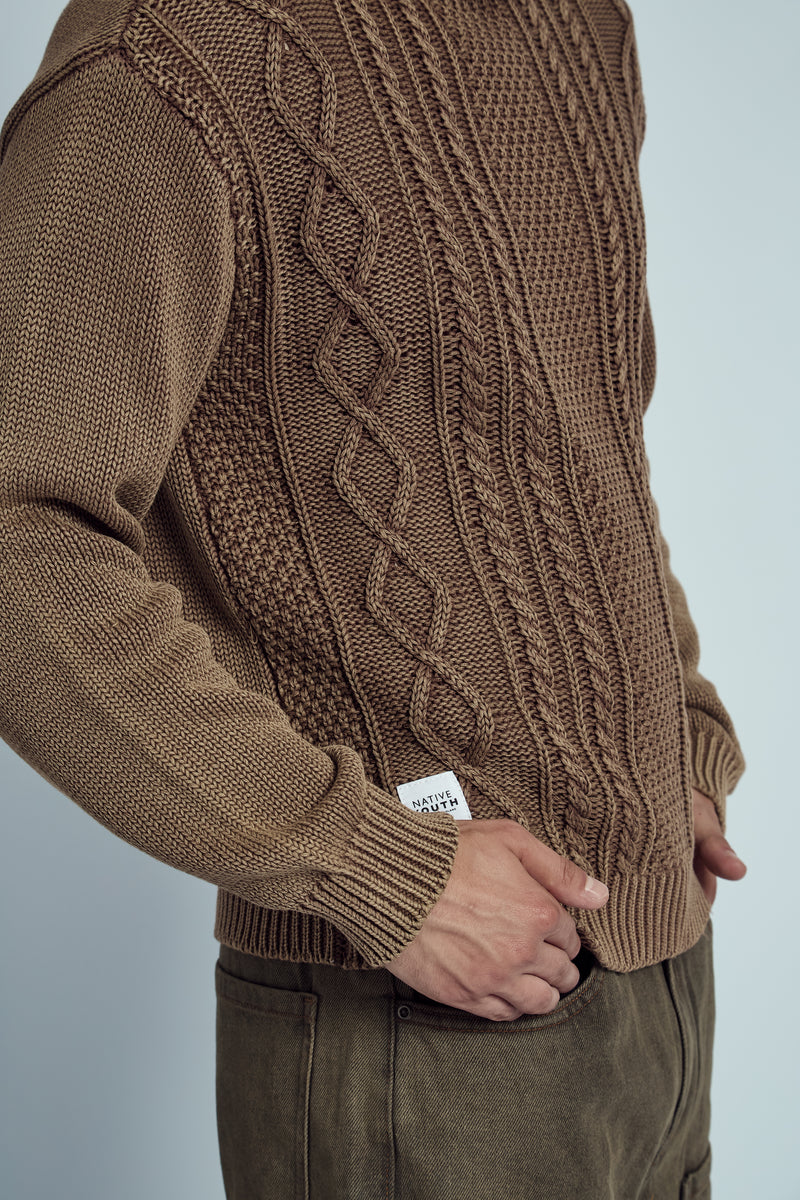 CHAVEZ ACID WASHED CABLE KNIT JUMPER