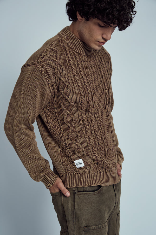 CHAVEZ ACID WASHED CABLE KNIT JUMPER