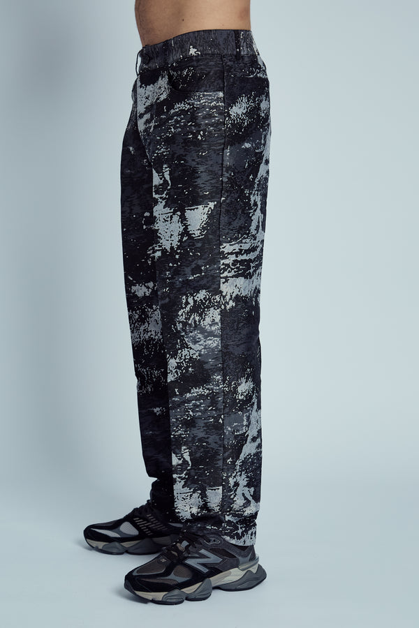 CASTELLAN MARBLE EFFECT JACQUARD TROUSERS