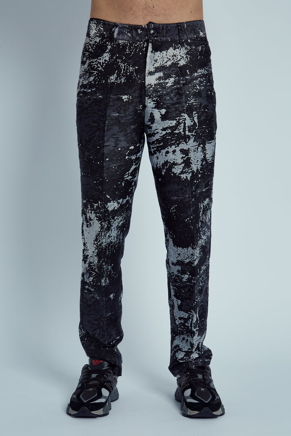 CASTELLAN MARBLE EFFECT JACQUARD TROUSERS