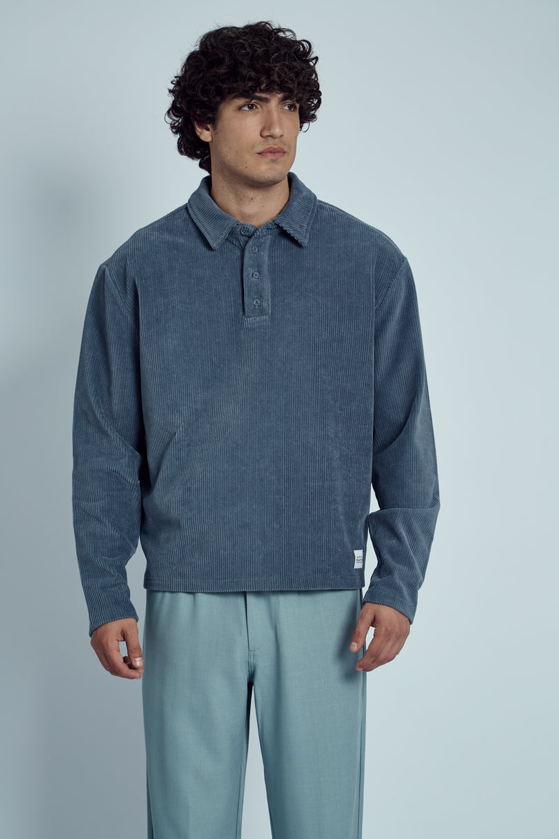 HAYTER CORDUROY SWEATSHIRT WITH POLO COLLAR