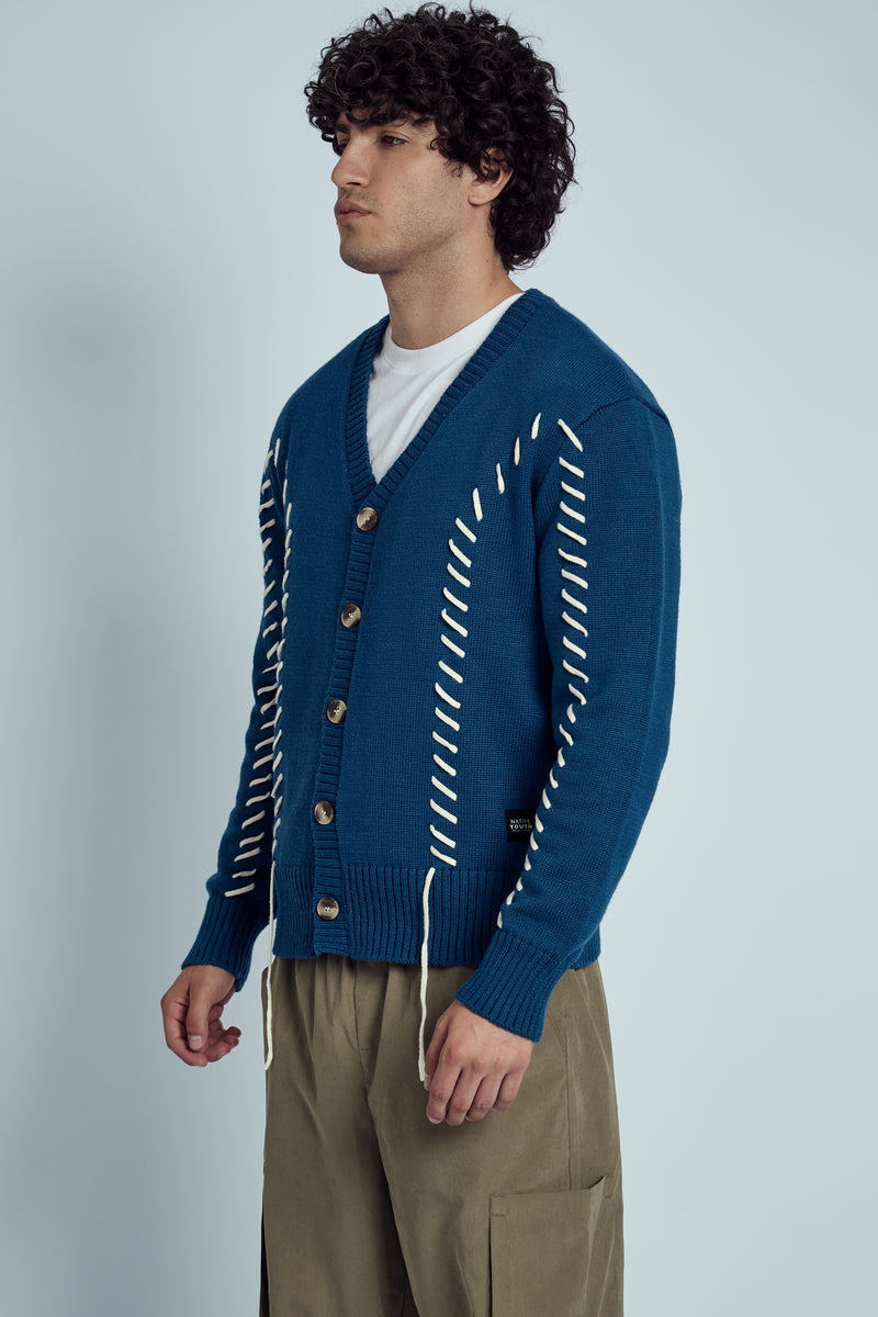 LANCE KNITTED CARDIGAN WITH LACE UP DETAIL