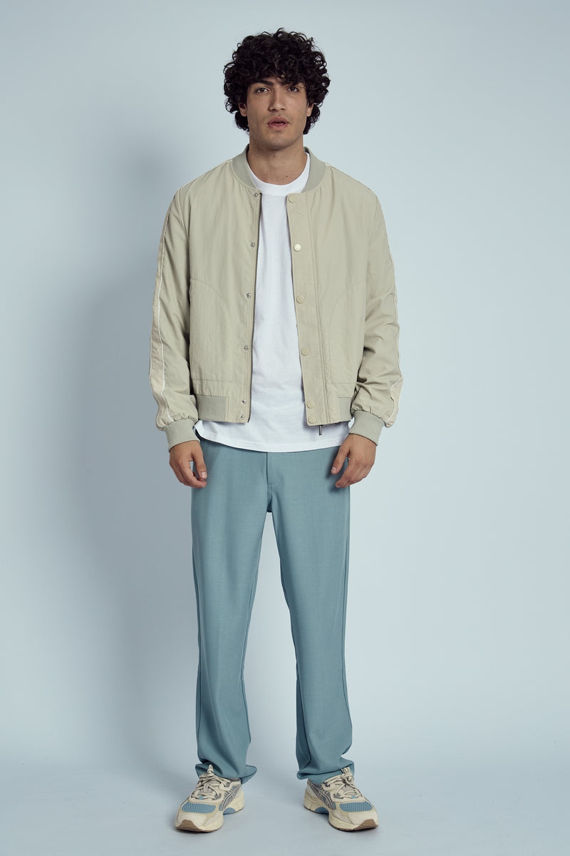 MANTLE PIPED VARSITY BOMBER JACKET