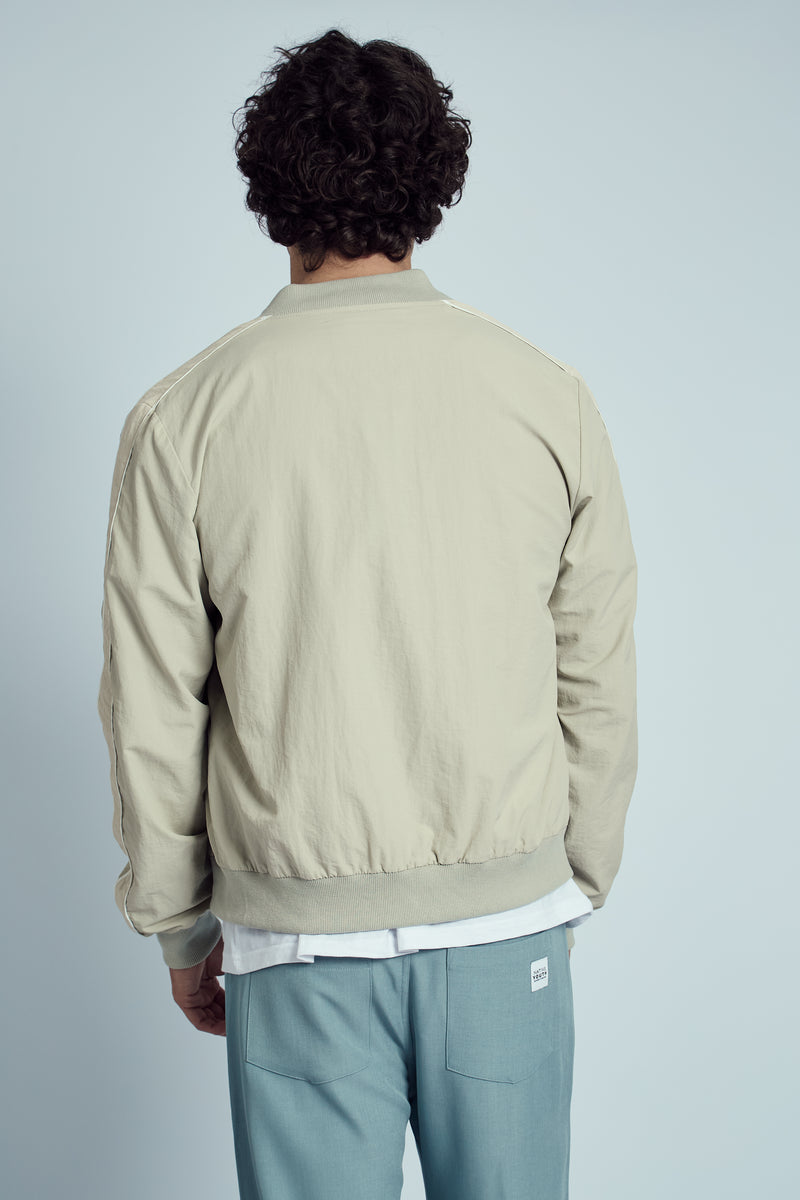 MANTLE PIPED VARSITY BOMBER JACKET