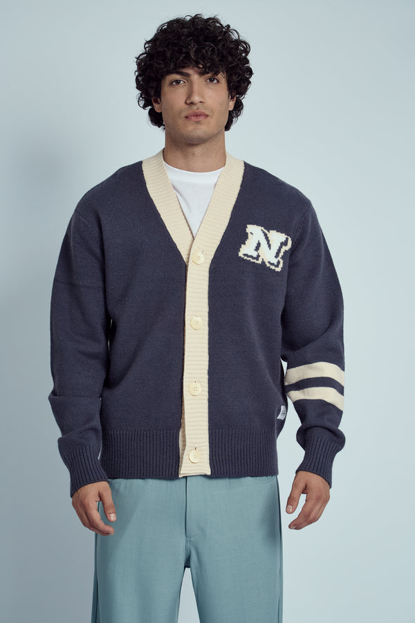 STADEL RELAXED FIT KNITTED VARSITY CARDIGAN