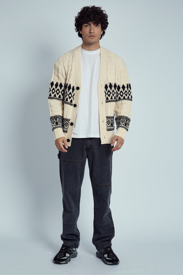 TATUM RELAXED FIT FAIR ISLE KNITTED CHUNKY CARDIGAN