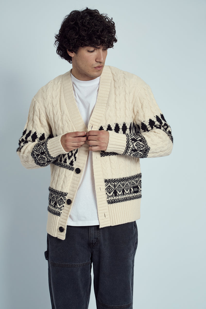 TATUM RELAXED FIT FAIR ISLE KNITTED CHUNKY CARDIGAN