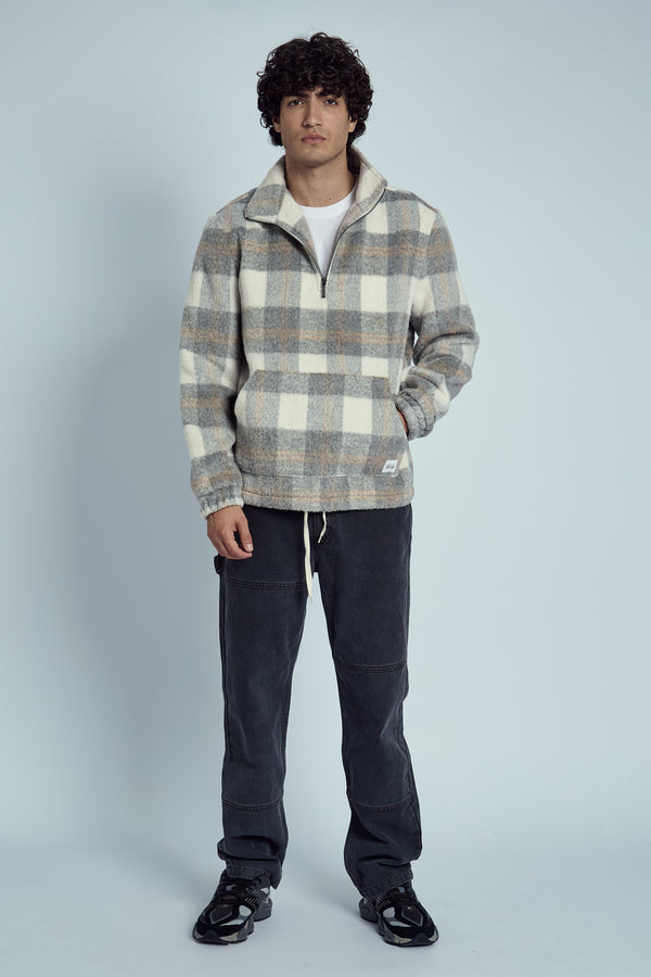 SHARP BRUSHED CHECK OVERHEAD JACKET