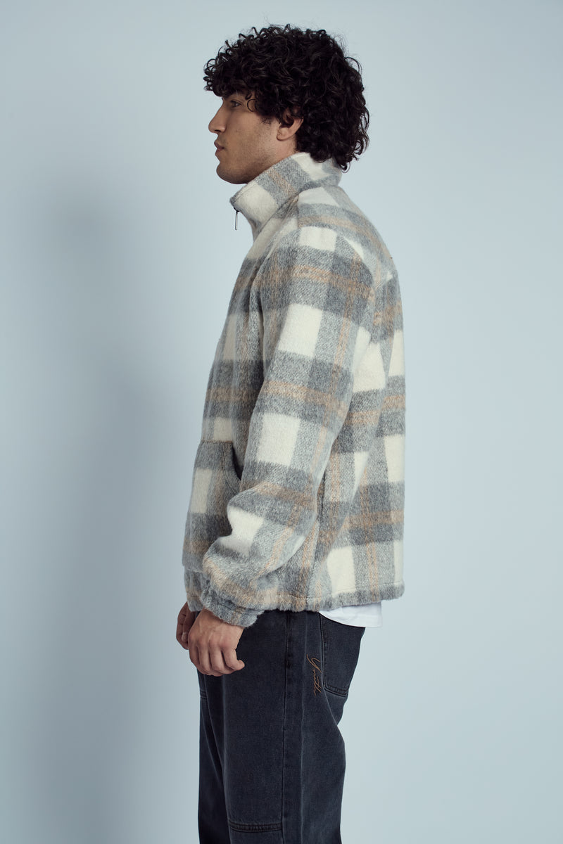 SHARP BRUSHED CHECK OVERHEAD JACKET