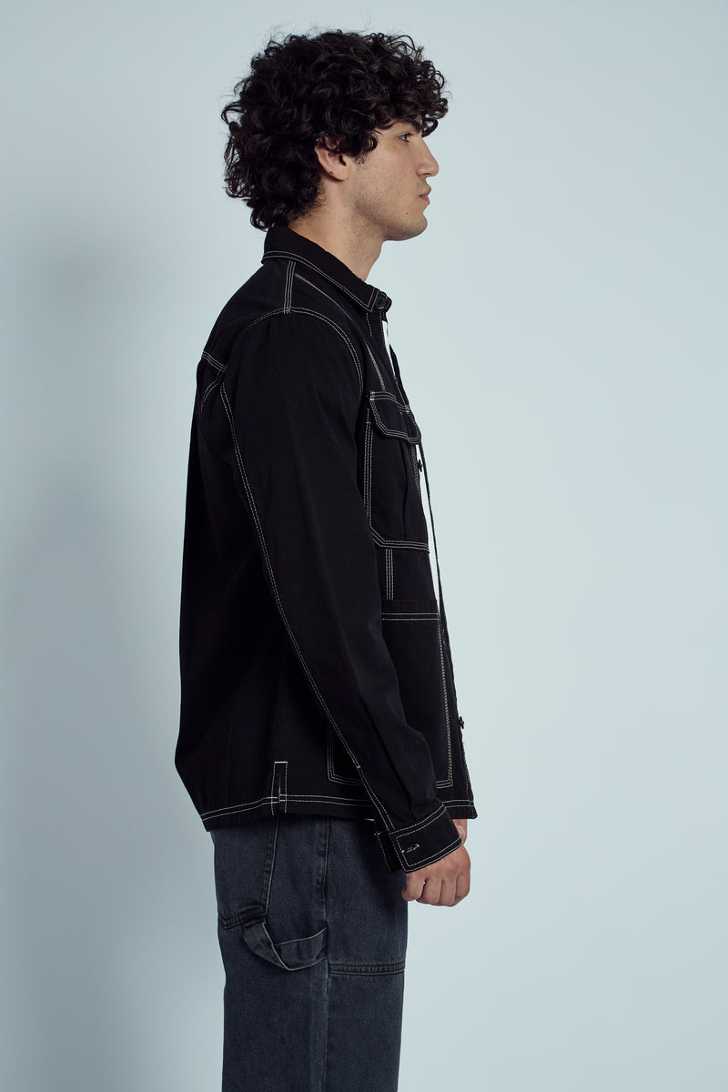 GLOVER COTTON OVERSHIRT WITH CONTRAST STITCH