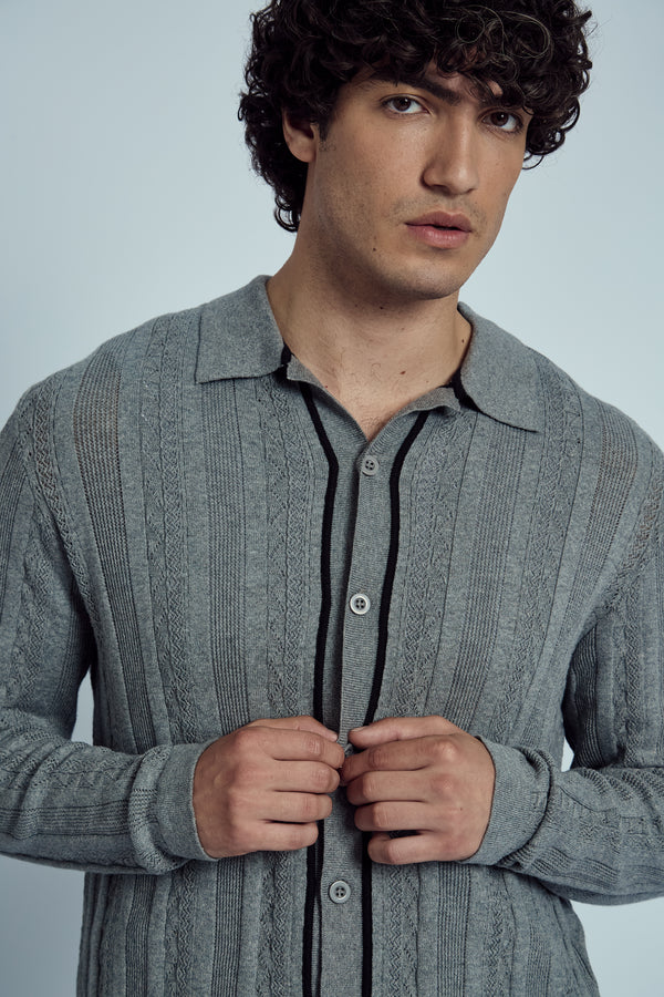 HEMMINGS KNITTED JACQUARD STRIPE SHIRT