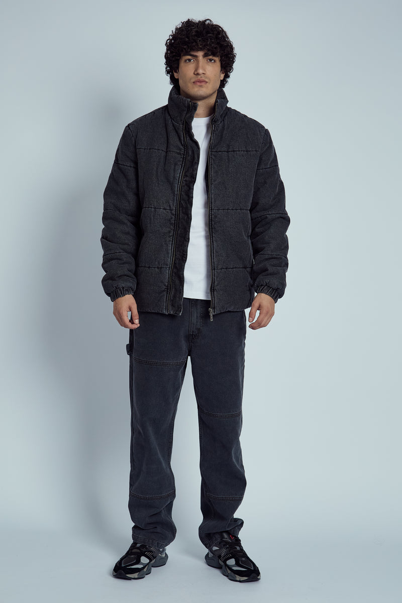 PINTO STONE WASHED DENIM PUFFER JACKET