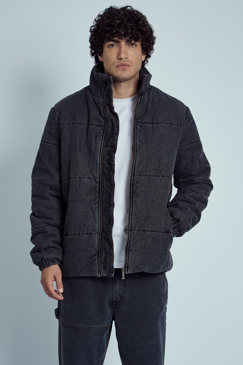 PINTO STONE WASHED DENIM PUFFER JACKET