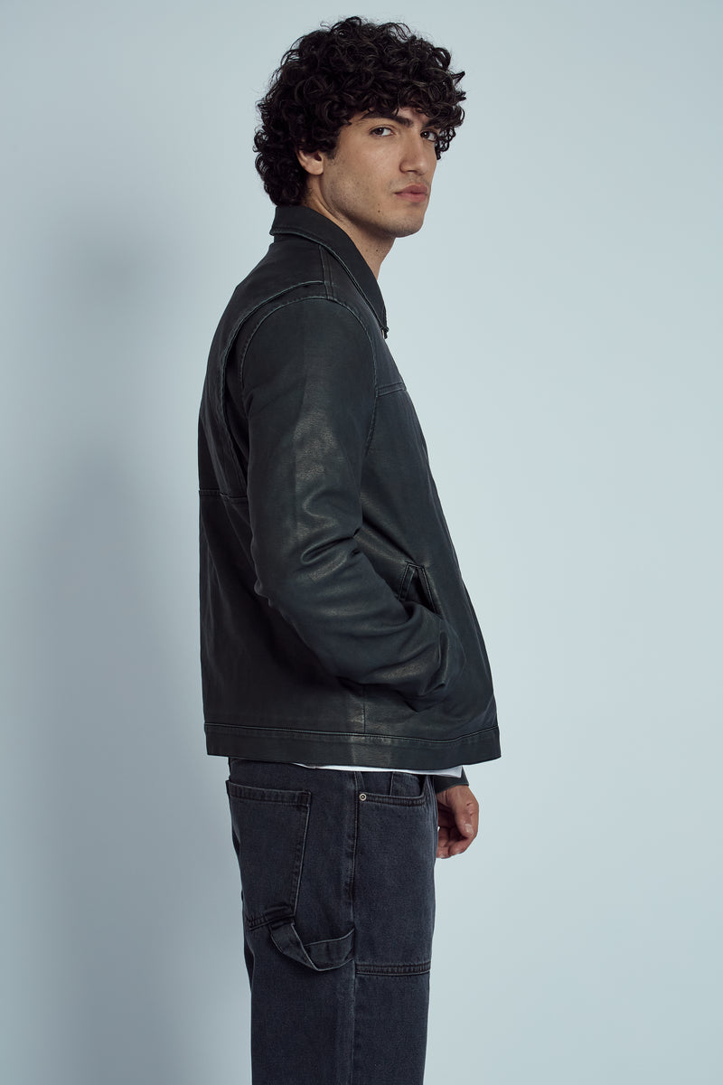 ALMOS WASHED EFFECT VEGAN LEATHER JACKET