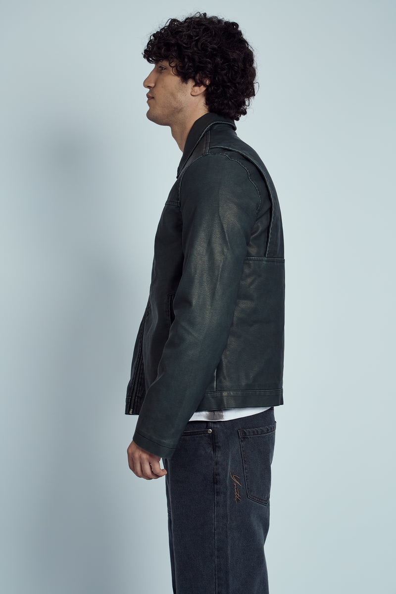 ALMOS WASHED EFFECT VEGAN LEATHER JACKET