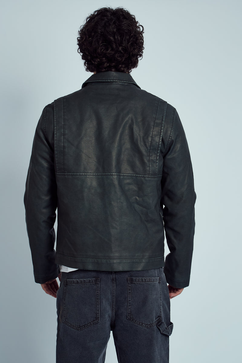 ALMOS WASHED EFFECT VEGAN LEATHER JACKET