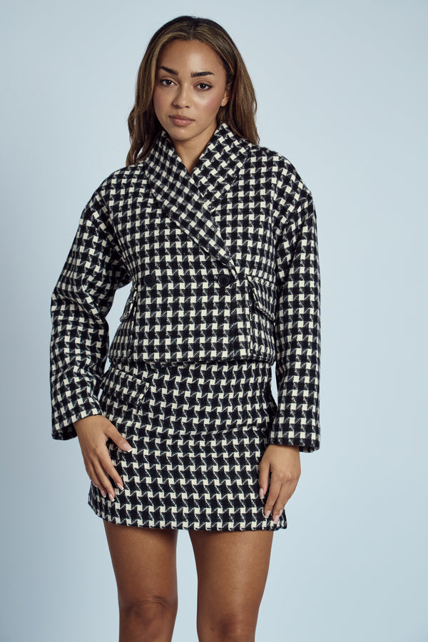 ADA JACQUARD CHECK CROPPED JACKET