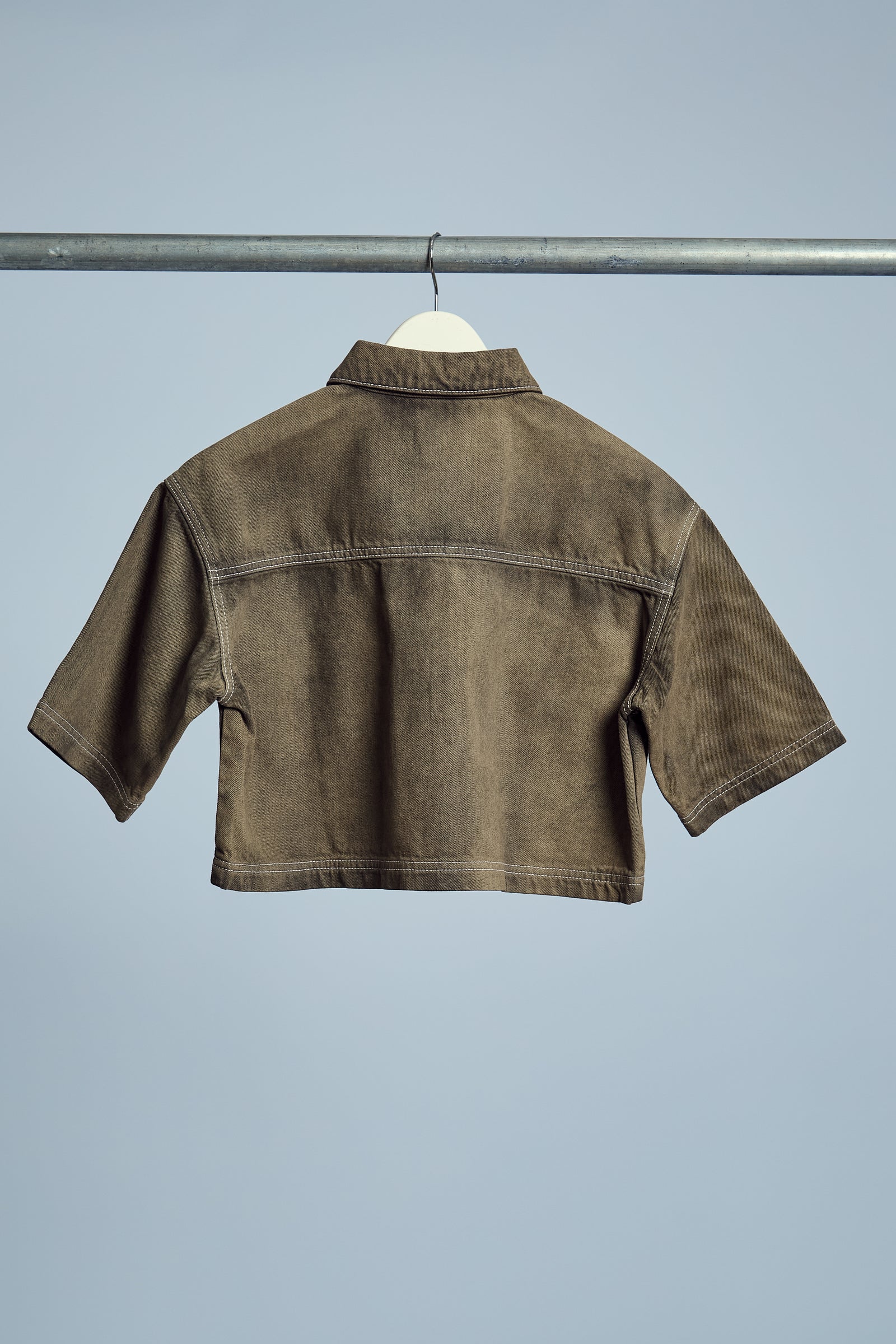 LACY ACID WASH CROPPED DENIM SHIRT – Native Youth