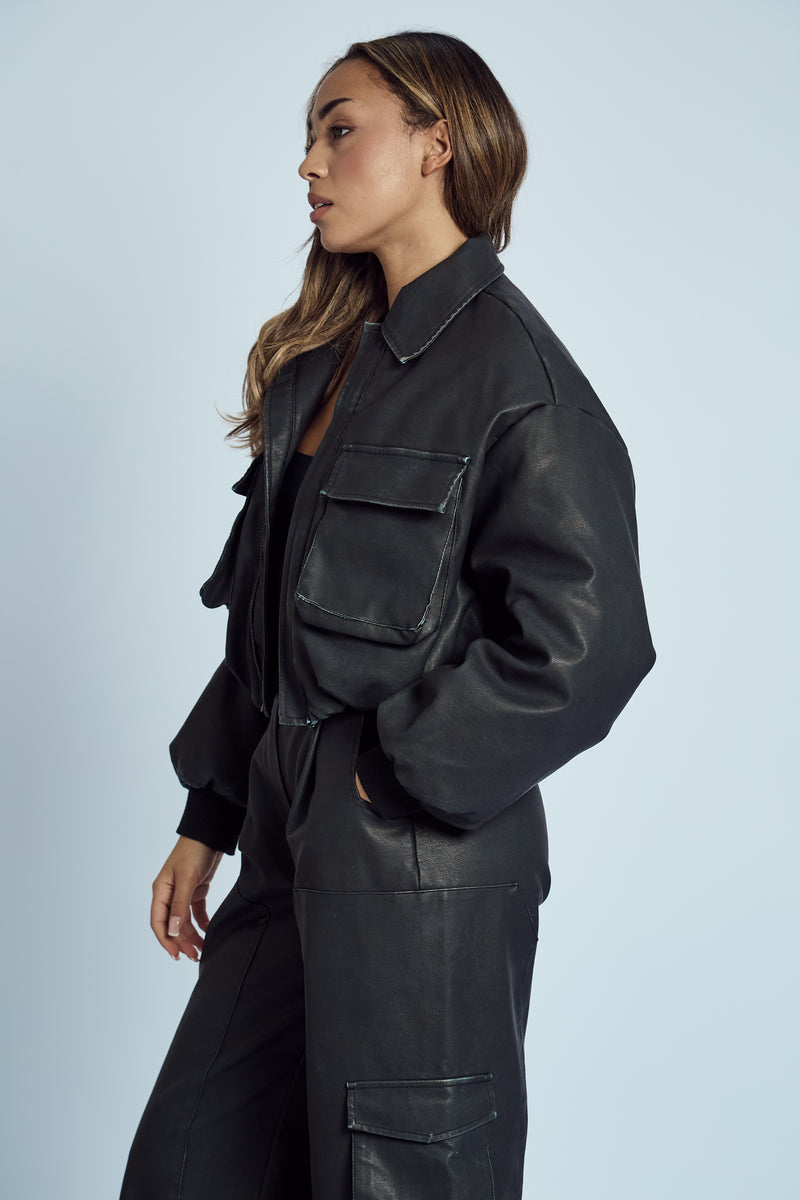 ALMOS VEGAN LEATHER PUFFED BOMBER