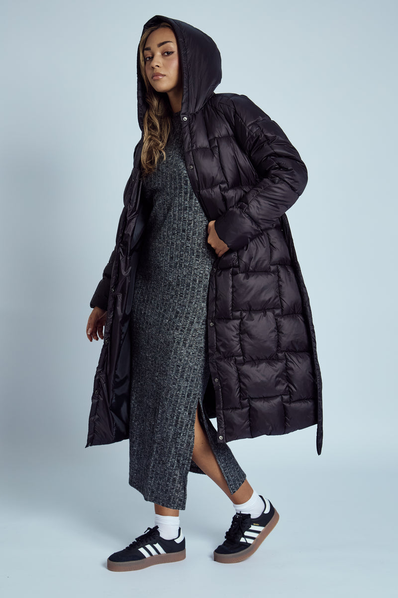 OPHELIA HOODED LONGLINE PUFFER COAT