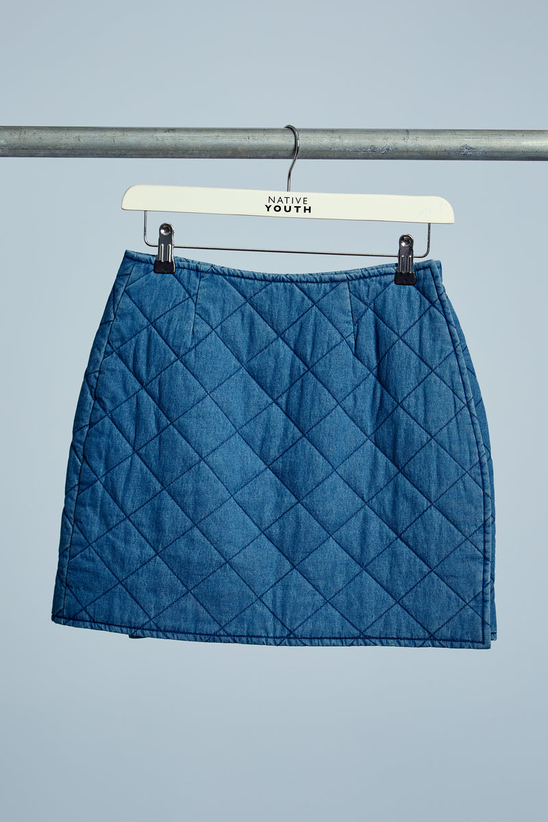 NADIA WASHED QUILTED MINI SKIRT