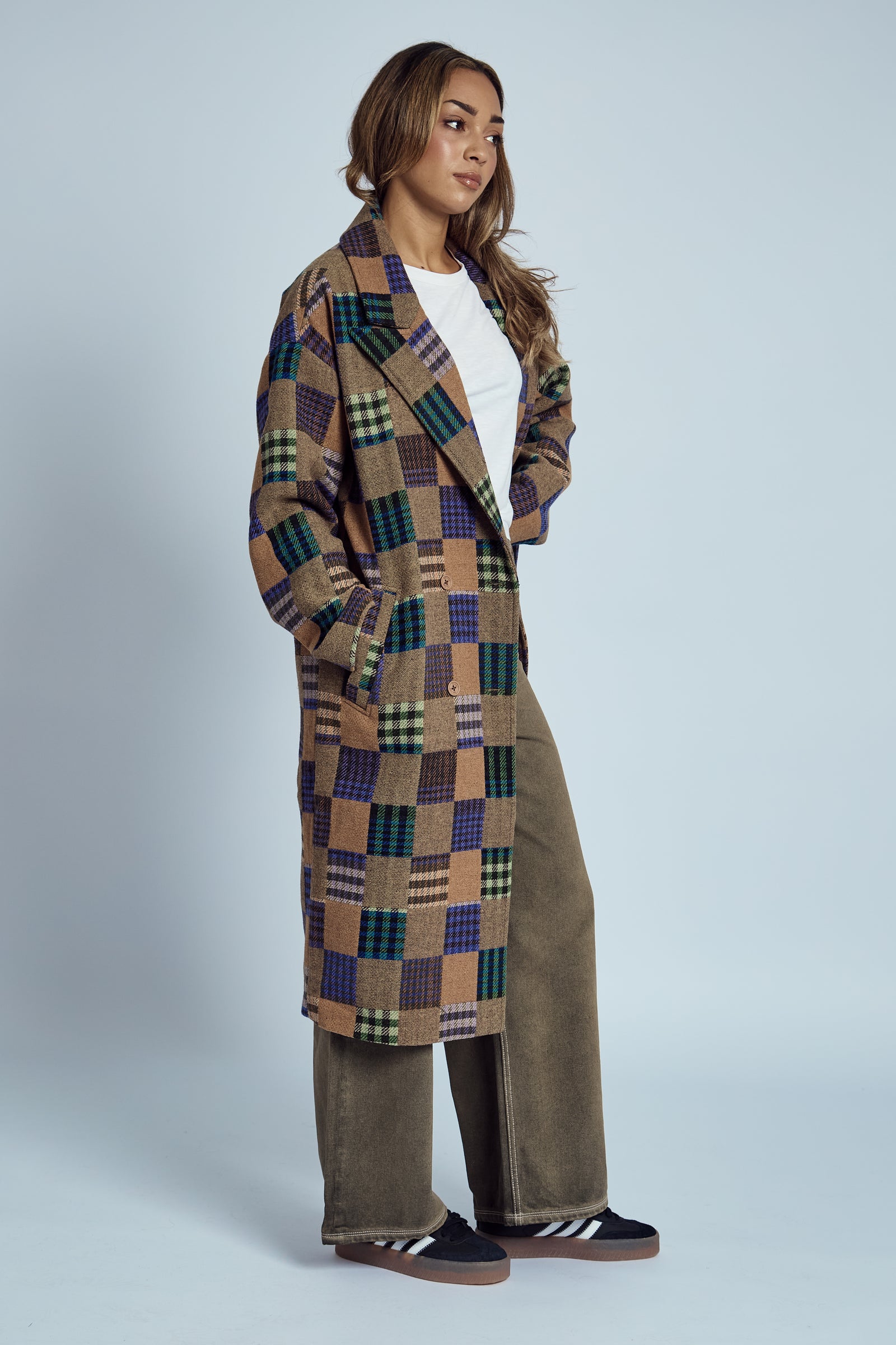 EMRYS PATCHWORK LONG-LINE COAT – Native Youth