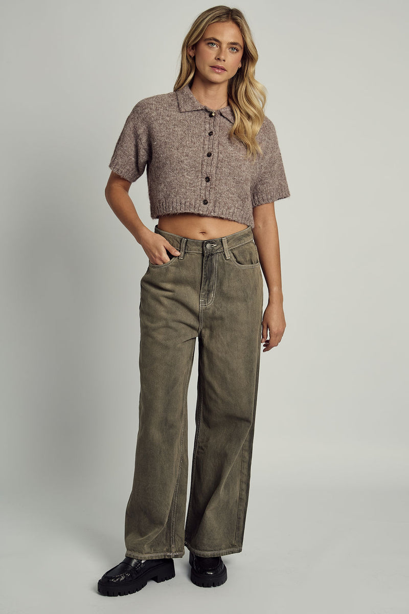 BROOKYLN SOFT FLUFF CROPPED KNITTED CARDIGAN