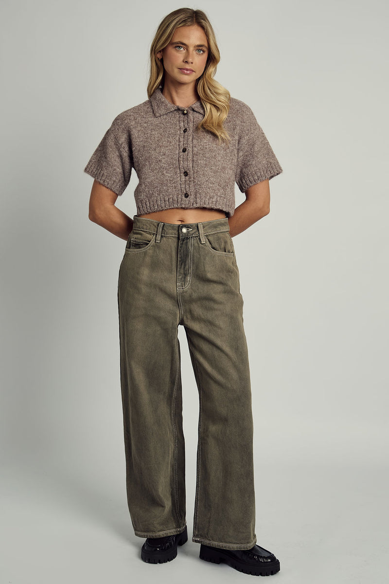 BROOKYLN SOFT FLUFF CROPPED KNITTED CARDIGAN