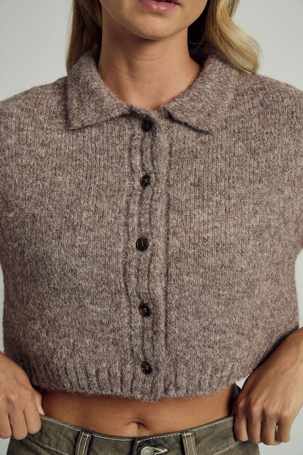 BROOKYLN SOFT FLUFF CROPPED KNITTED CARDIGAN