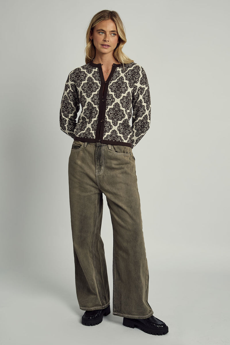 GENEVIEVE ALL OVER JACQUARD KNITTED CARDIGAN