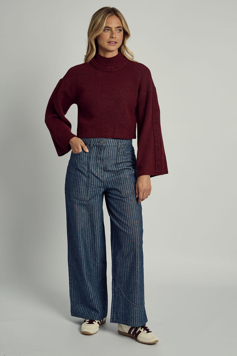 AVA CABLE KNITTED BELL SLEEVE JUMPER