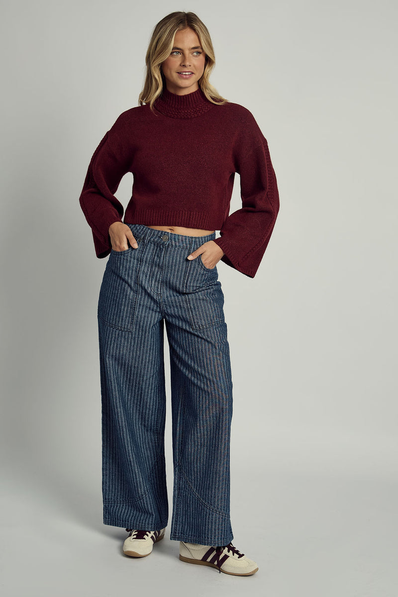 AVA CABLE KNITTED BELL SLEEVE JUMPER