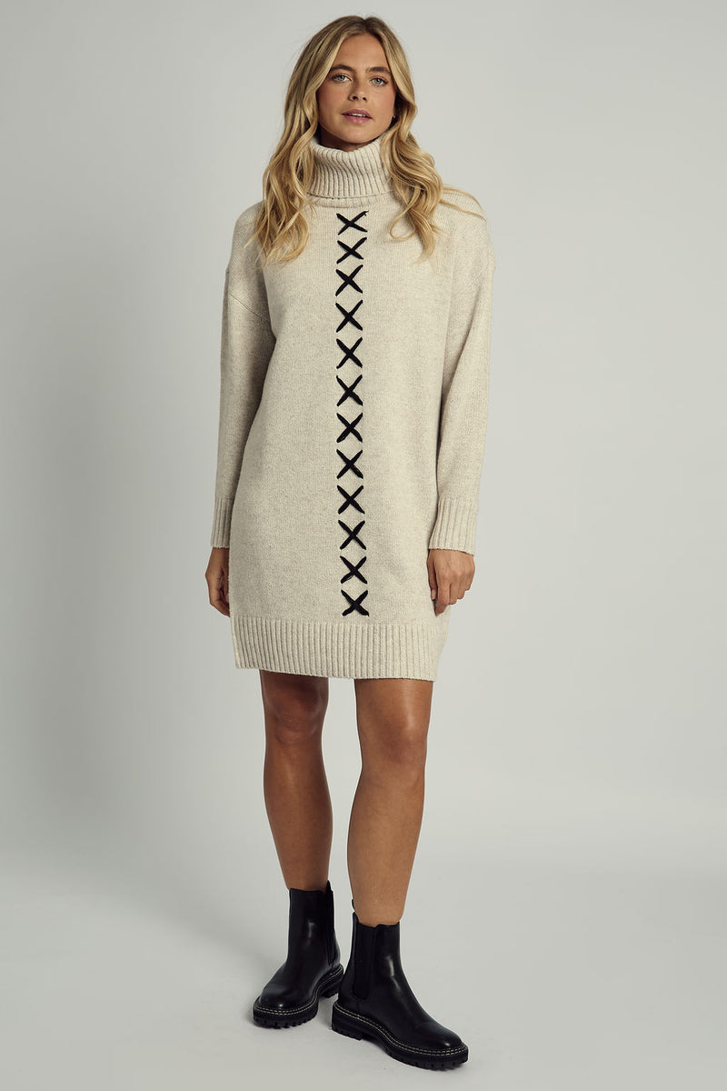 INAYA CROSS STITCH KNITTED MINI DRESS
