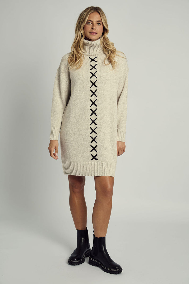 INAYA CROSS STITCH KNITTED MINI DRESS
