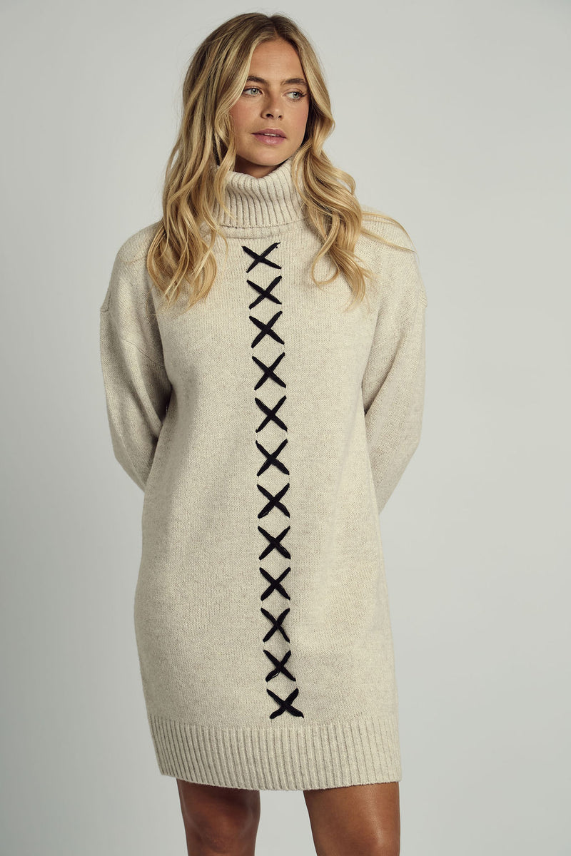 INAYA CROSS STITCH KNITTED MINI DRESS