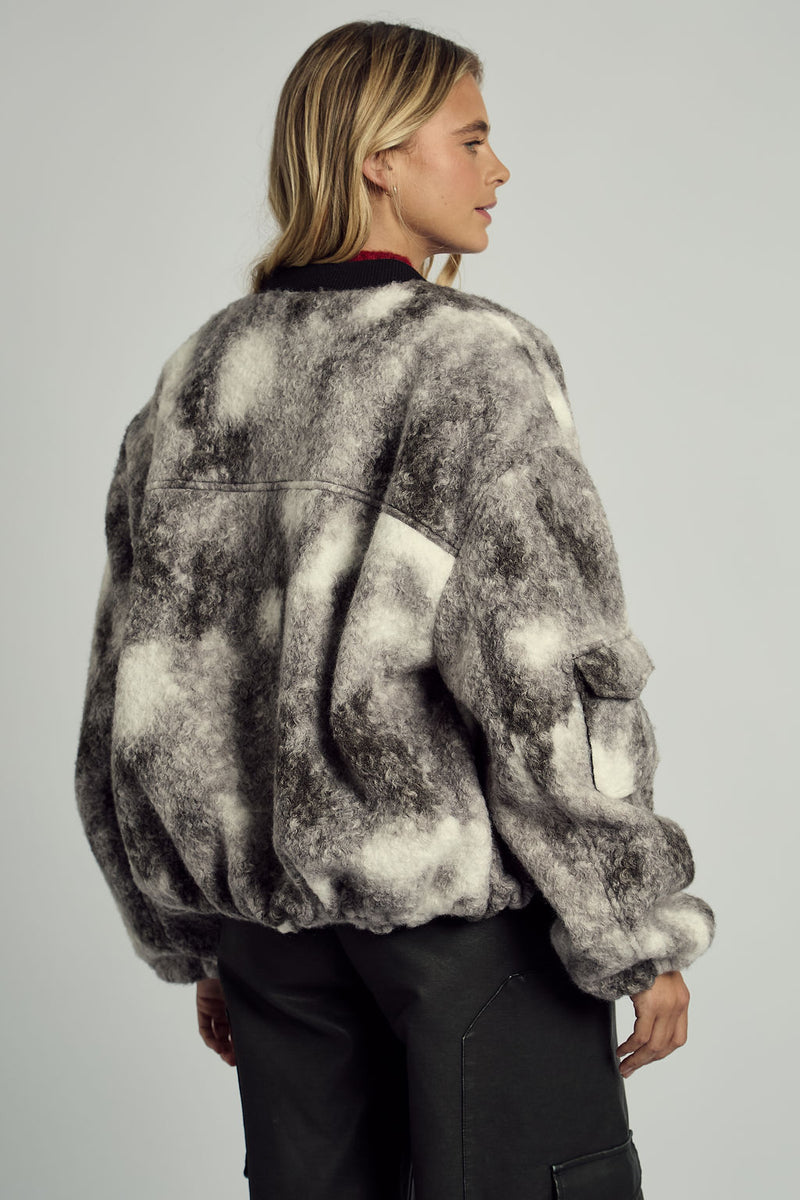 HARLEY BOUCLE MONOCHROME BOMBER JACKET