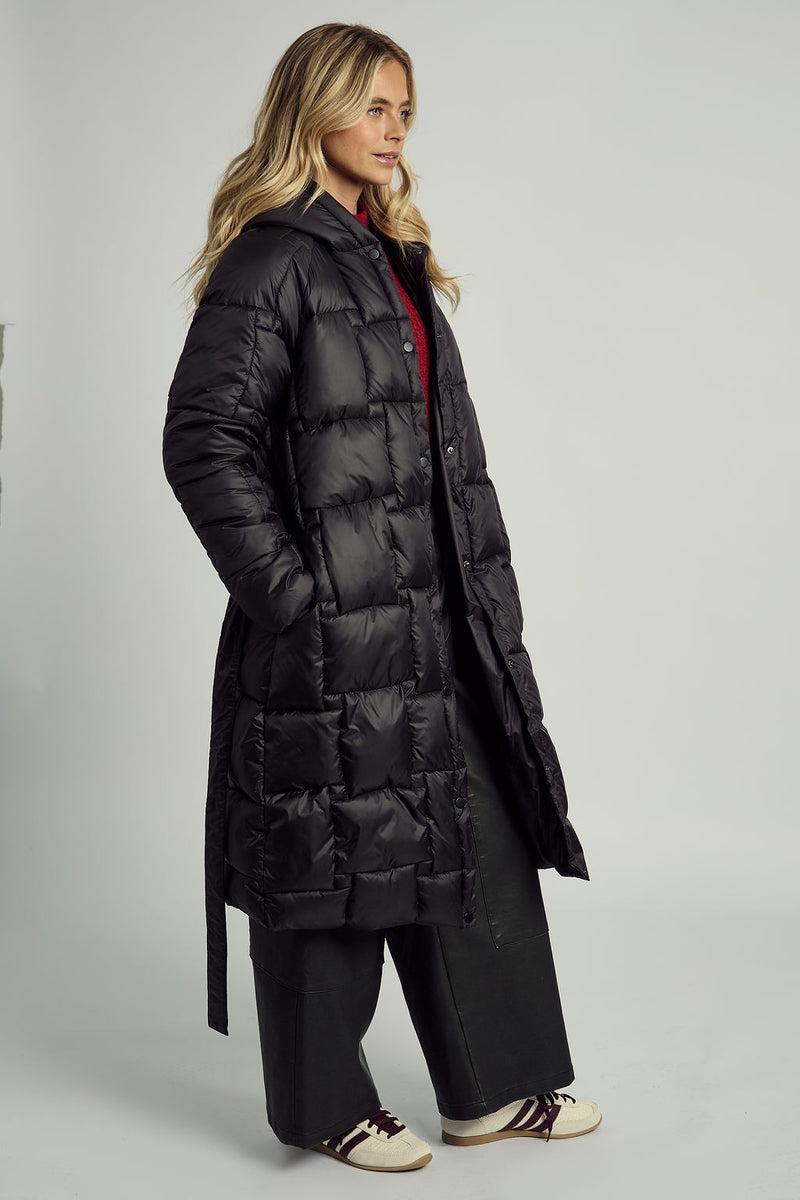 OPHELIA HOODED LONGLINE PUFFER COAT