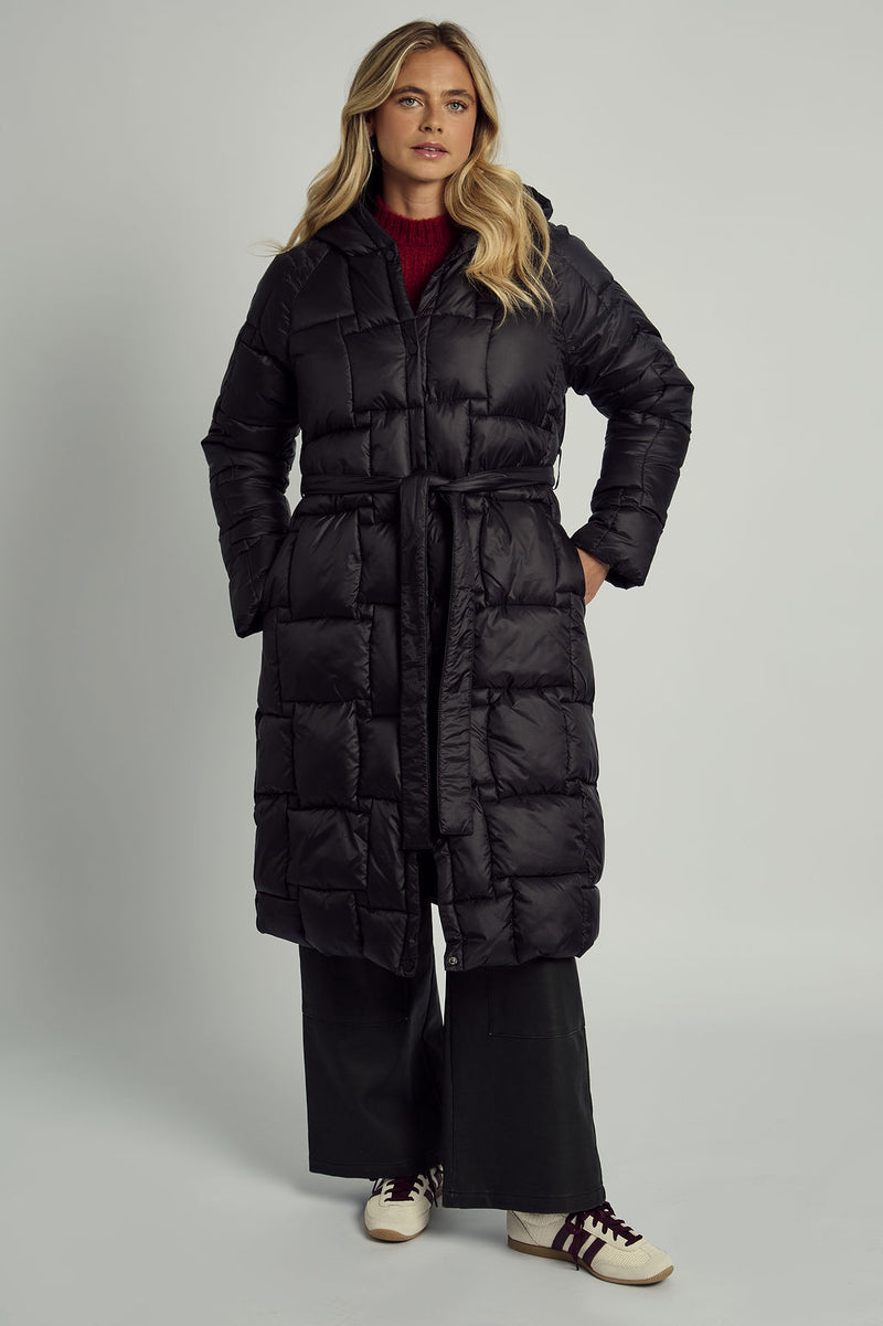 OPHELIA HOODED LONGLINE PUFFER COAT