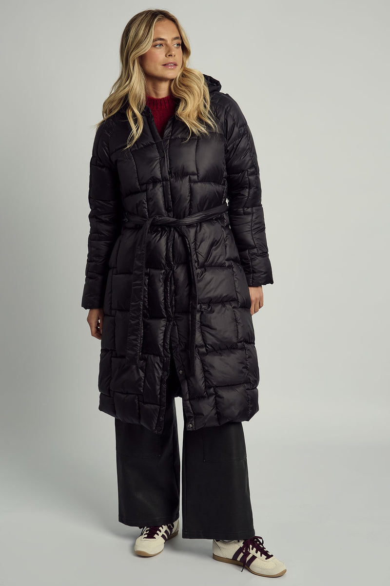 OPHELIA HOODED LONGLINE PUFFER COAT