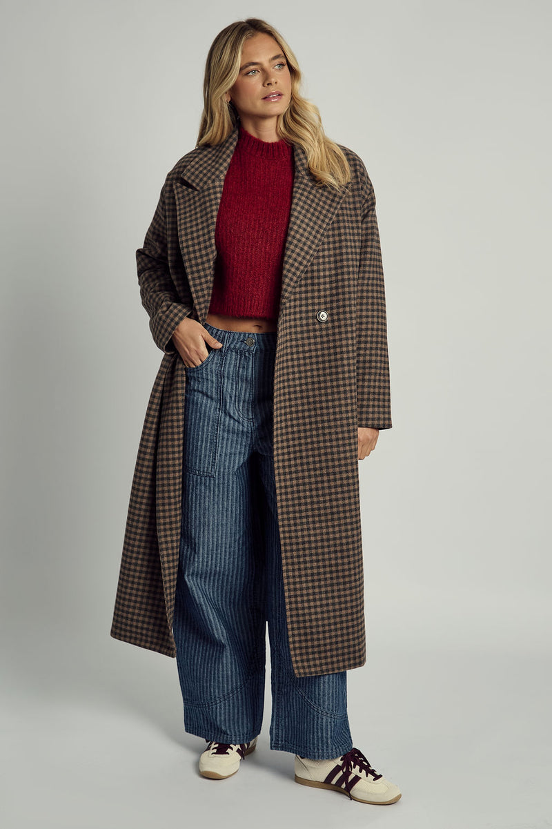 MAISIE OVERSIZED LONGLINE WOOL OVERCOAT IN BROWN
