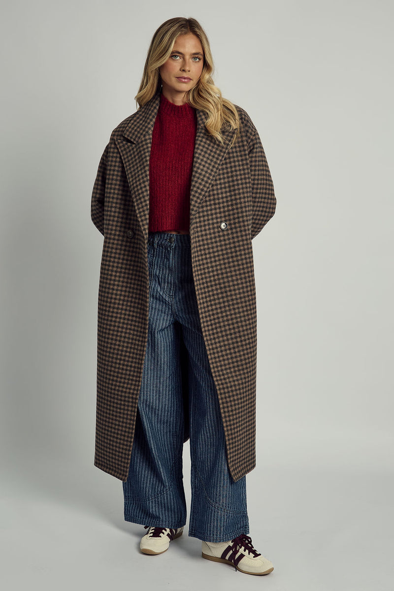 MAISIE OVERSIZED LONGLINE WOOL OVERCOAT IN BROWN