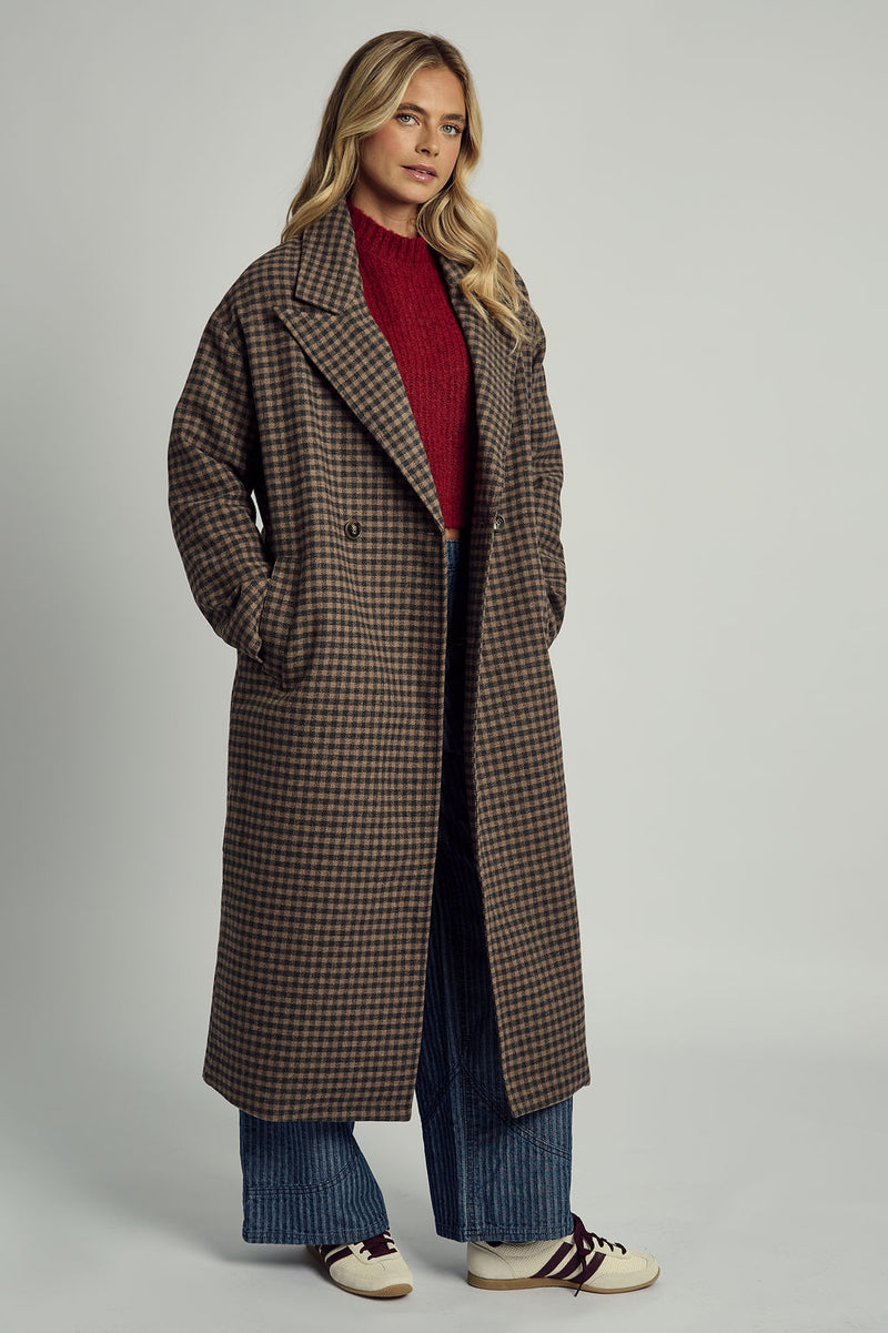 MAISIE OVERSIZED LONGLINE WOOL OVERCOAT IN BROWN
